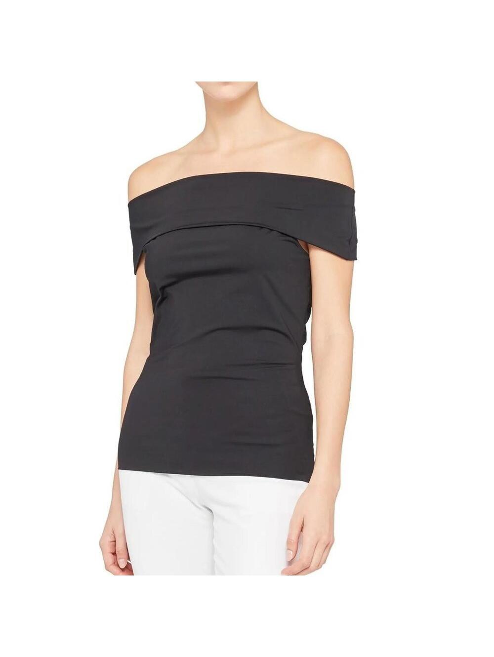 Theory Elegant Black Off-Shoulder Blouse